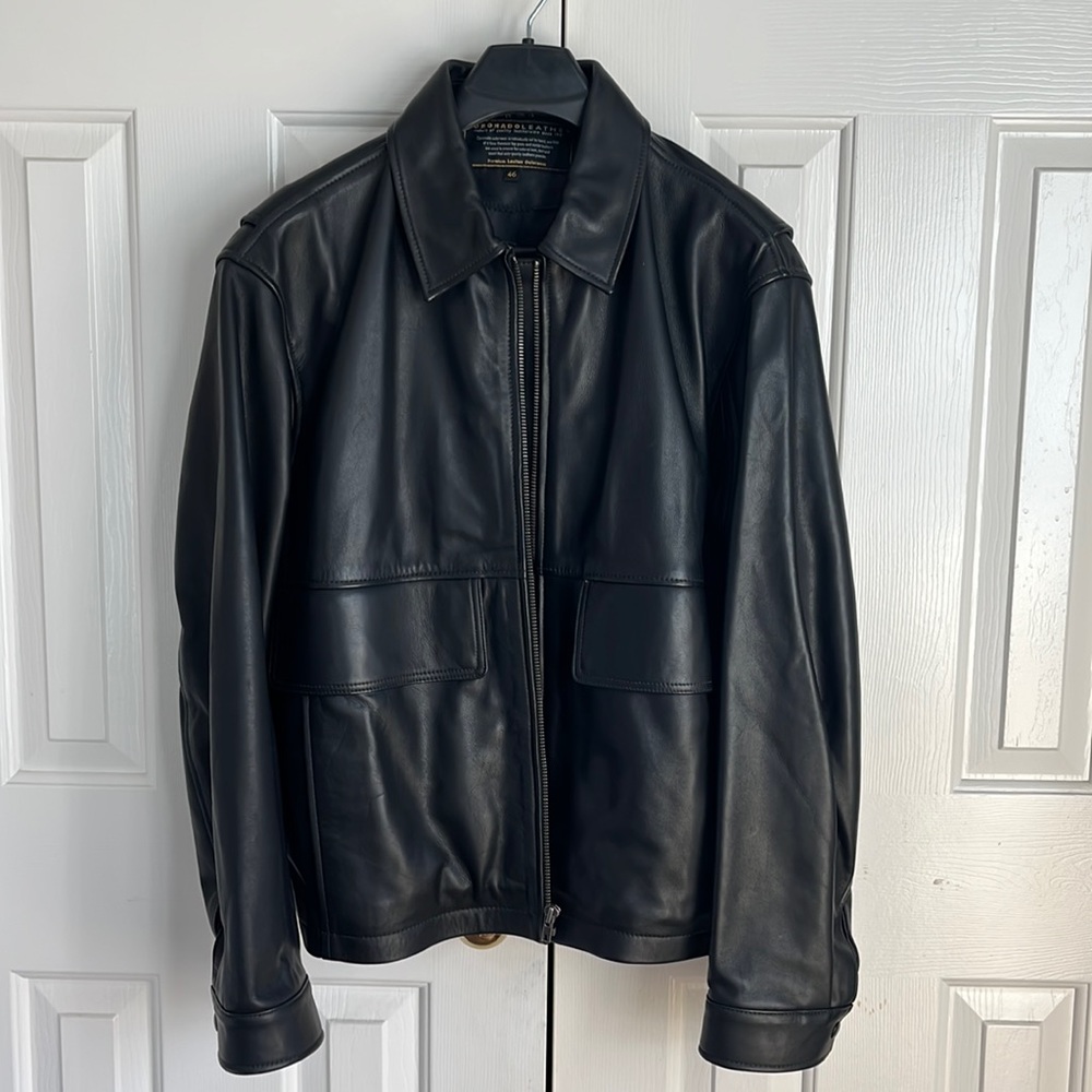 Pristine black leather jacket, men’s, XL